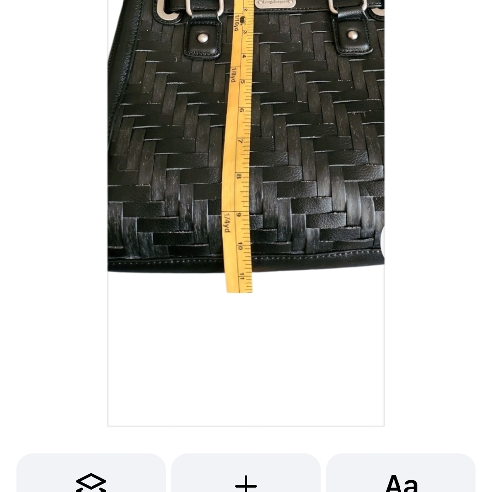 NEW  LONGABERGER  BlK Leather Woven Shoulder Bag - Picture 2 of 4